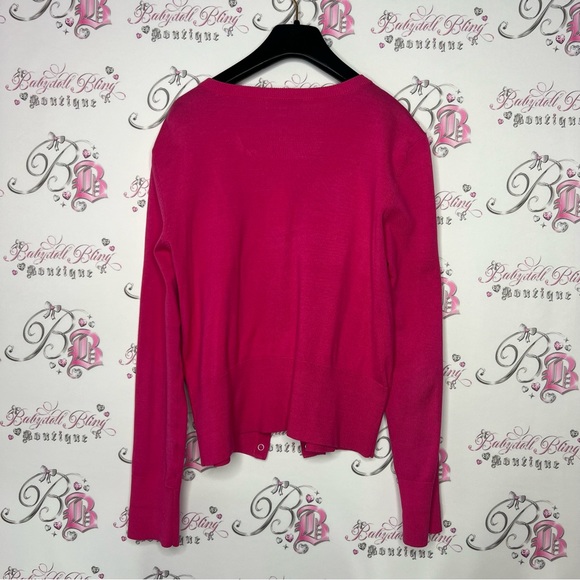 Anne Klein cardigan snap button down pink silver hardware stretchy cute y2k - Picture 2 of 6